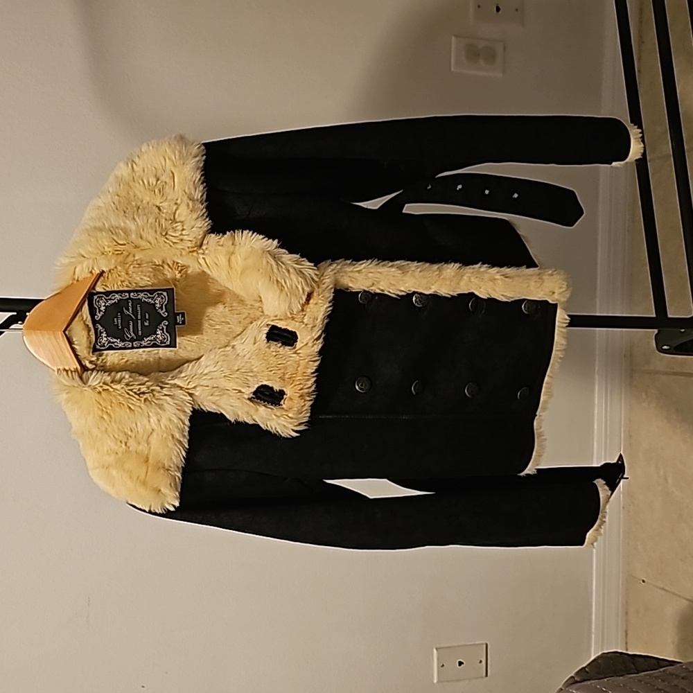 Guess Jeans LA faux suede faux fur moto jacket - Picture 1 of 7